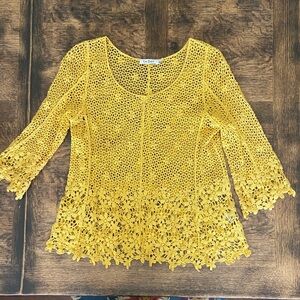 Yellow Crochet Lace Tunic Top
